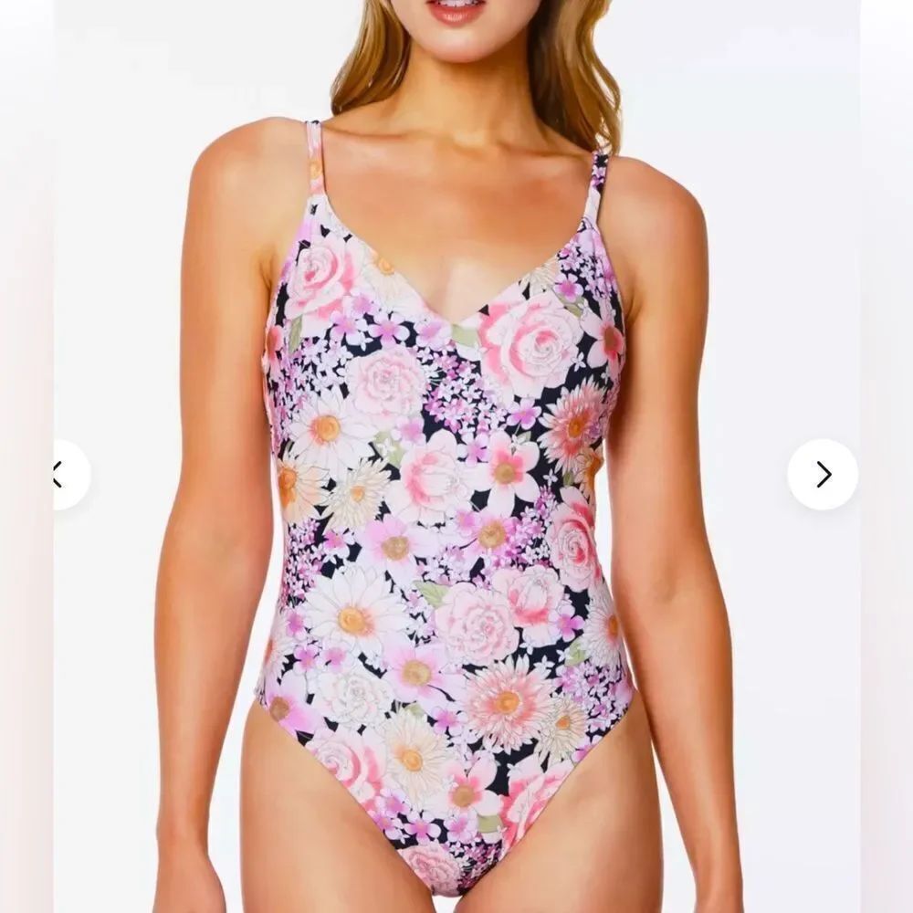 NWT Sanctuary MULTI Petal Pusher High-Leg One-Piece Swimsuit